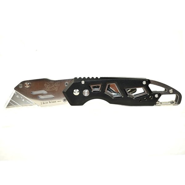 Superior Steel Folding Box Cutter with Belt Clip, Easy Release Button, Quick Change & Lock-Back Design - Black UK752